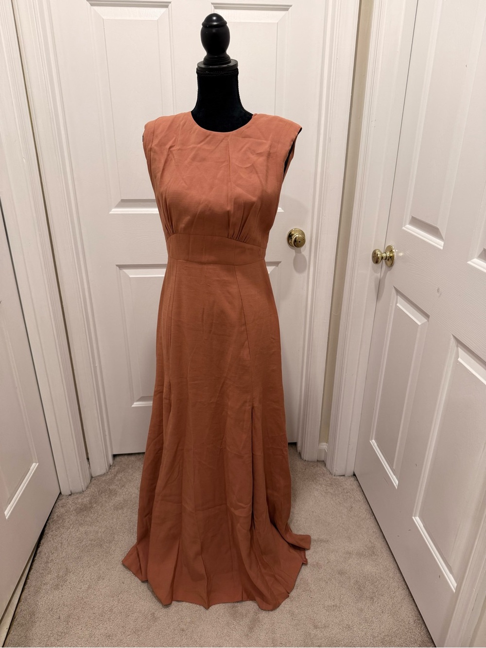 ASOS Rust Sleeveless Maxi Dress with Defined Waist